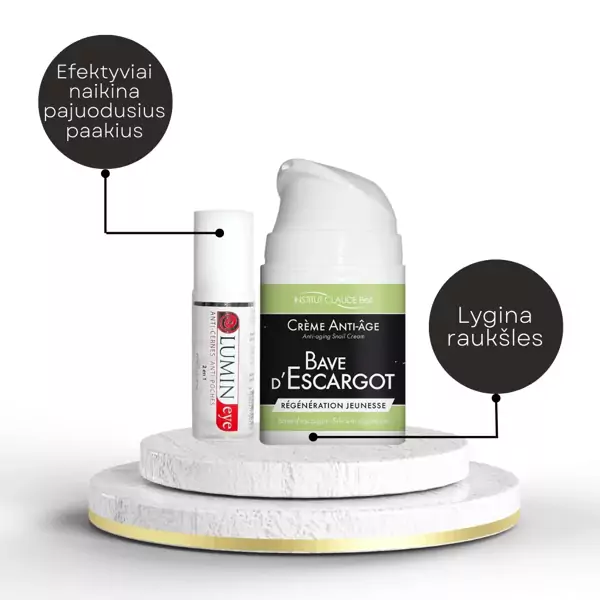 Veido kremas nuo raukšlių su sraigių sekreto ekstraktu + serumas nuo patamsėjusių paakių